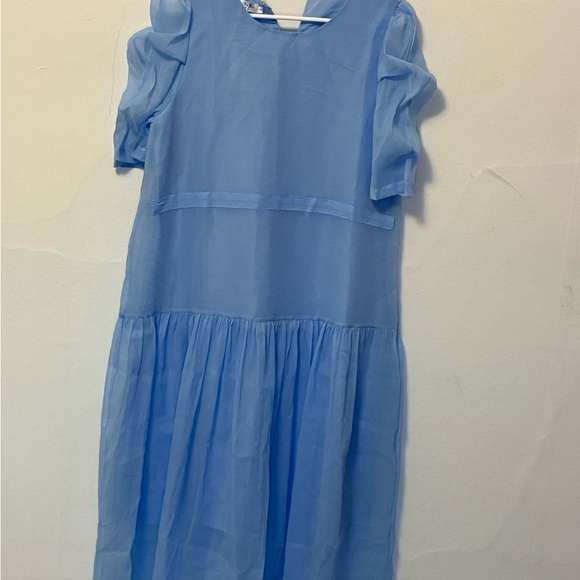 Dresses & Skirts - NWT Light Blue Sheer Drop Waist Tiered Midi Dress Small